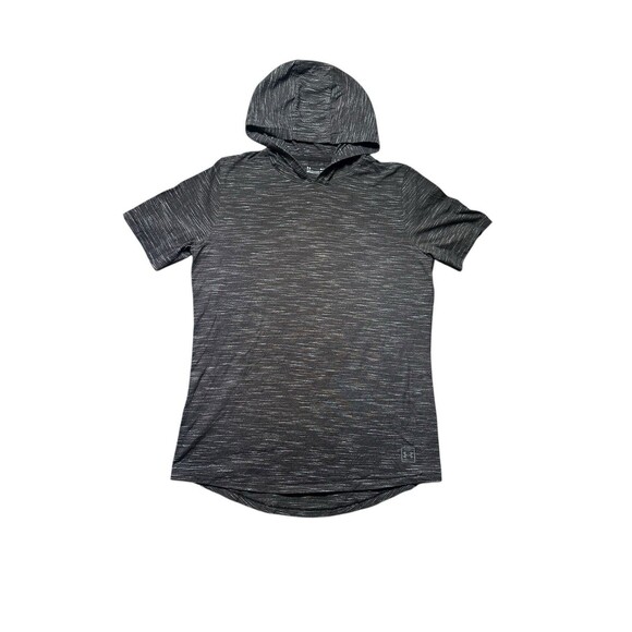 Under Armour Hoodie Shirt Men XL Gray Black Short Sleeve Fitted Lightweight - Picture 1 of 7